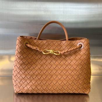 Bottega Veneta Medium Andiamo Top Handle Bag in Intrecciato Leather 743572 Light Brown 2025 0731 (WT-250731022)