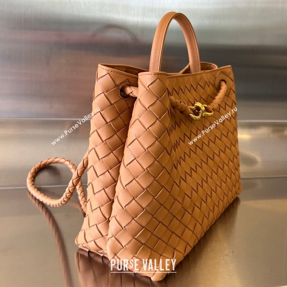 Bottega Veneta Medium Andiamo Top Handle Bag in Intrecciato Leather 743572 Light Brown 2025 0731 (WT-250731022)