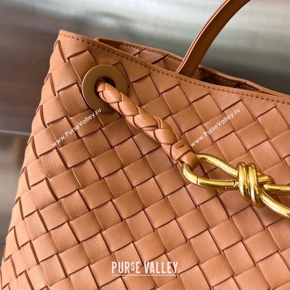 Bottega Veneta Medium Andiamo Top Handle Bag in Intrecciato Leather 743572 Light Brown 2025 0731 (WT-250731022)