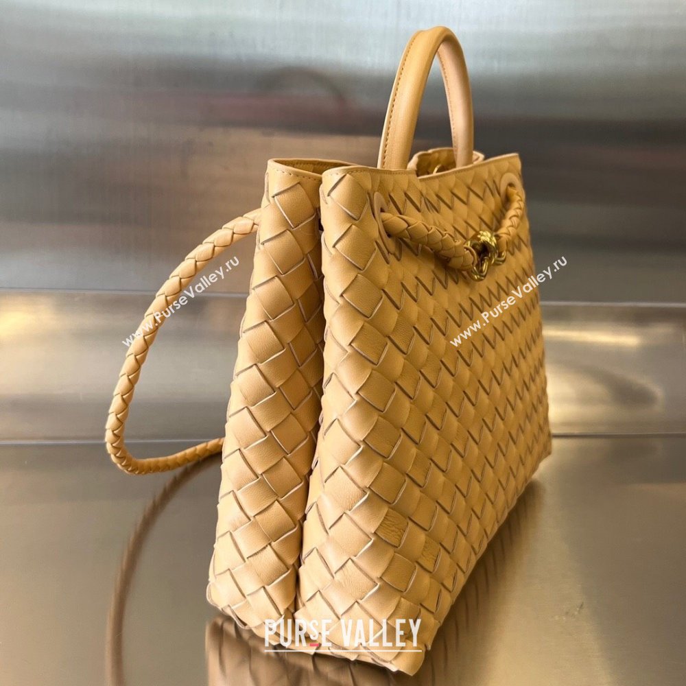 Bottega Veneta Medium Andiamo Top Handle Bag in Intrecciato Leather 743572 Almond Yellow 2025 0731 (WT-250731023)