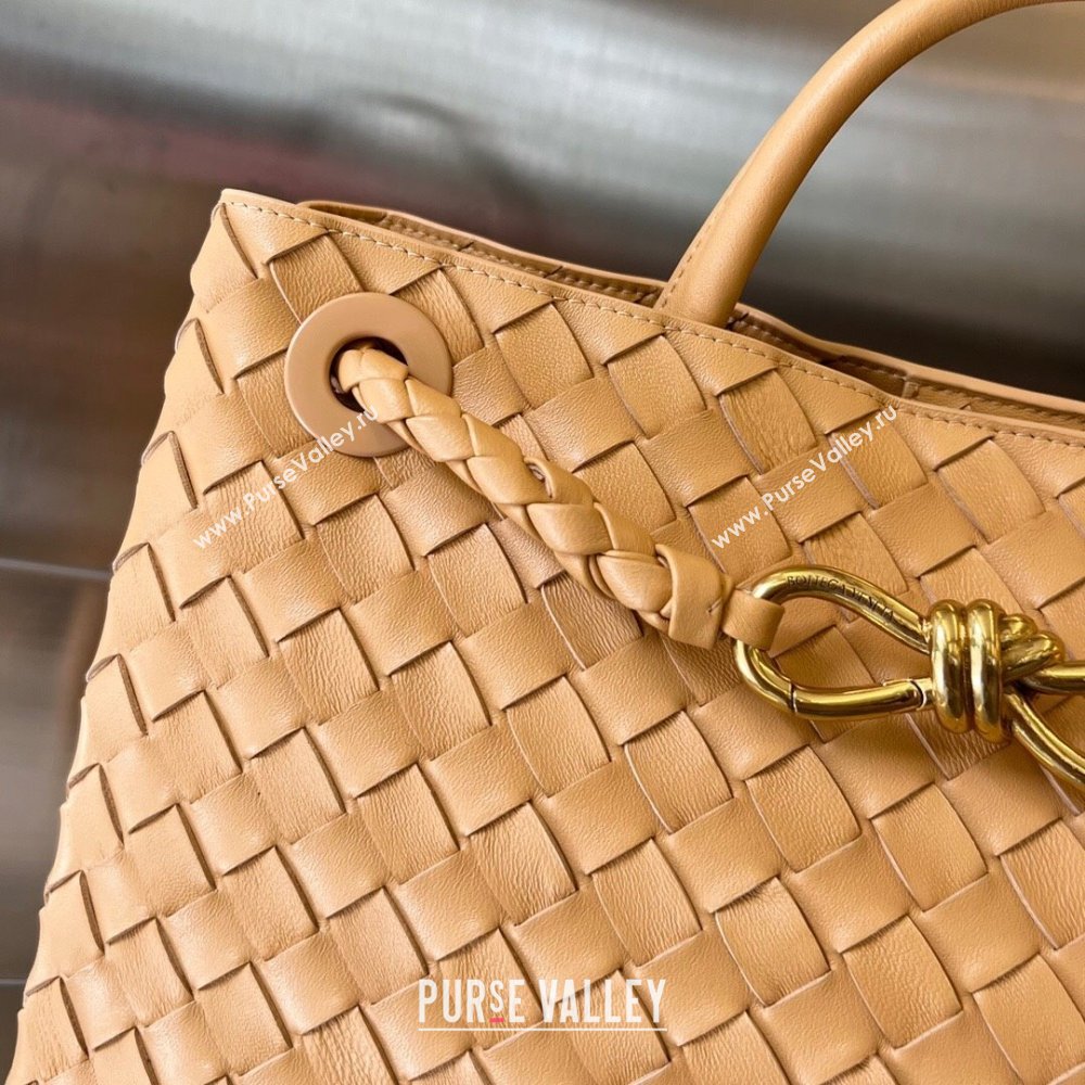 Bottega Veneta Medium Andiamo Top Handle Bag in Intrecciato Leather 743572 Almond Yellow 2025 0731 (WT-250731023)