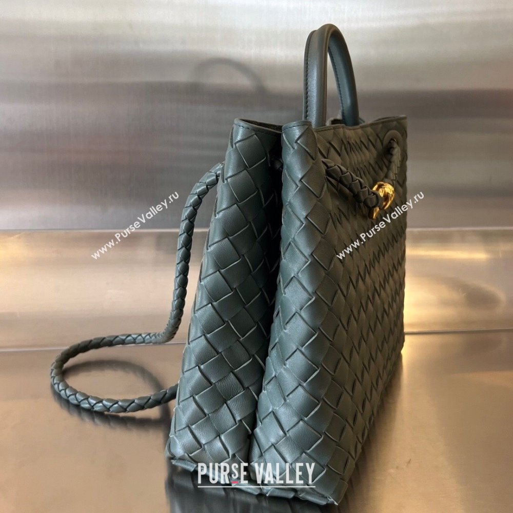 Bottega Veneta Medium Andiamo Top Handle Bag in Intrecciato Leather 743572 Raintree Green 2025 0731 (WT-250731024)