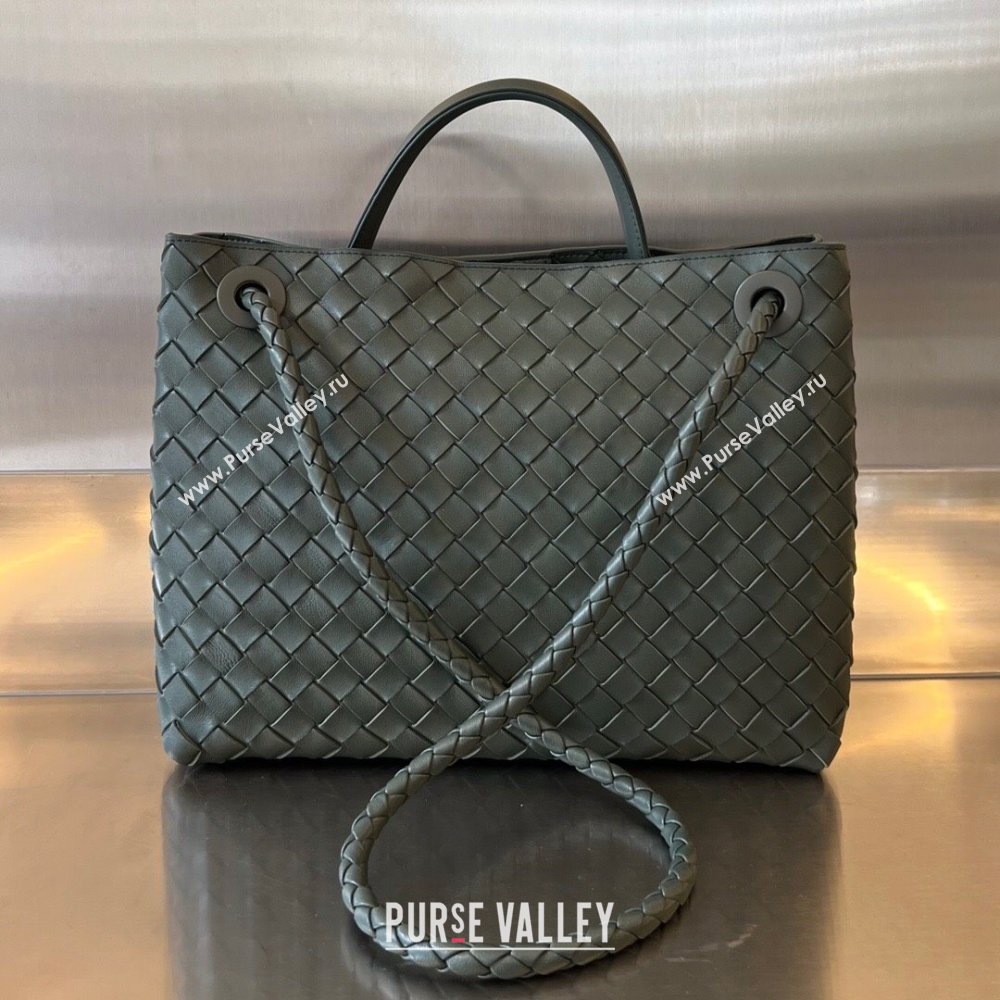 Bottega Veneta Medium Andiamo Top Handle Bag in Intrecciato Leather 743572 Raintree Green 2025 0731 (WT-250731024)
