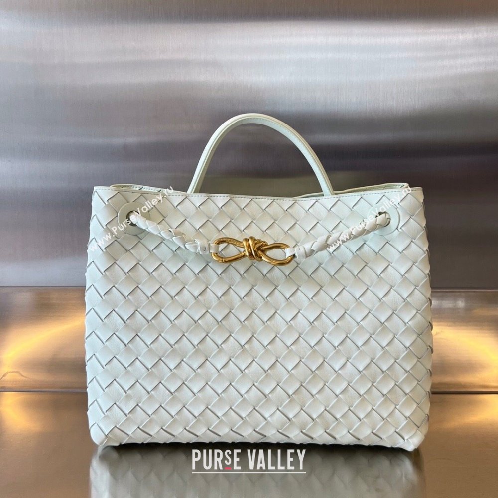 Bottega Veneta Medium Andiamo Top Handle Bag in Intrecciato Leather 743572 Glacier Blue 2025 0731 (WT-250731025)