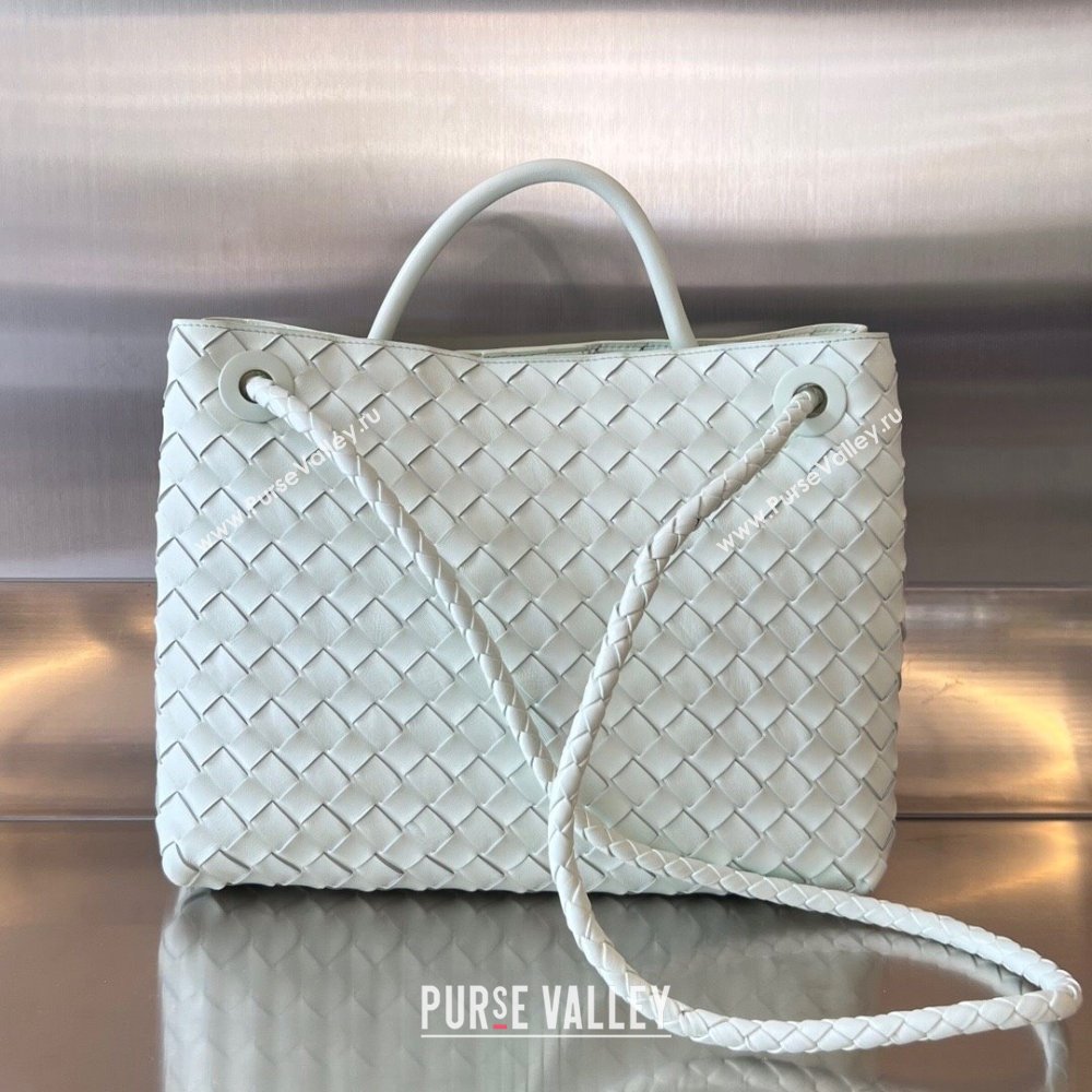 Bottega Veneta Medium Andiamo Top Handle Bag in Intrecciato Leather 743572 Glacier Blue 2025 0731 (WT-250731025)