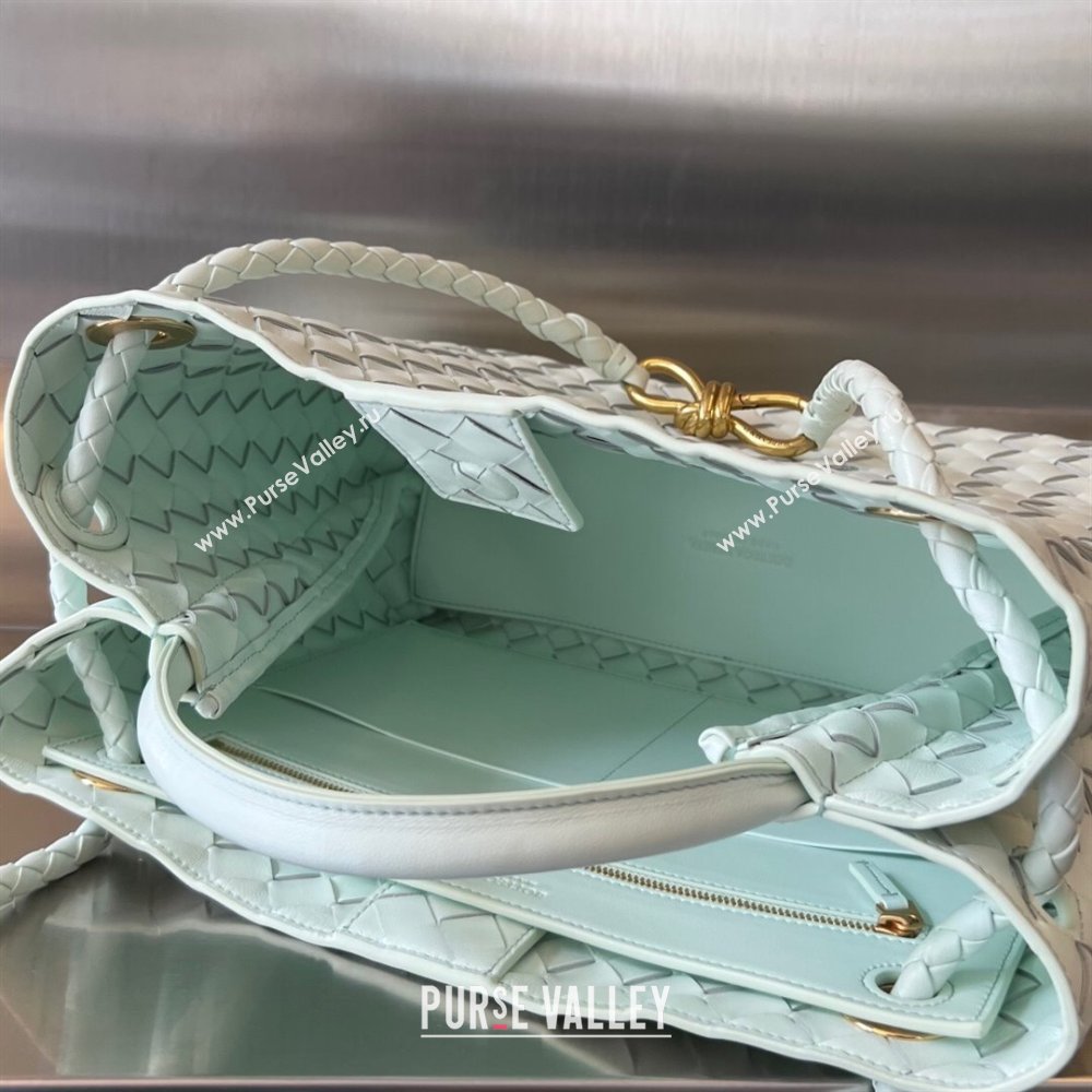 Bottega Veneta Medium Andiamo Top Handle Bag in Intrecciato Leather 743572 Glacier Blue 2025 0731 (WT-250731025)