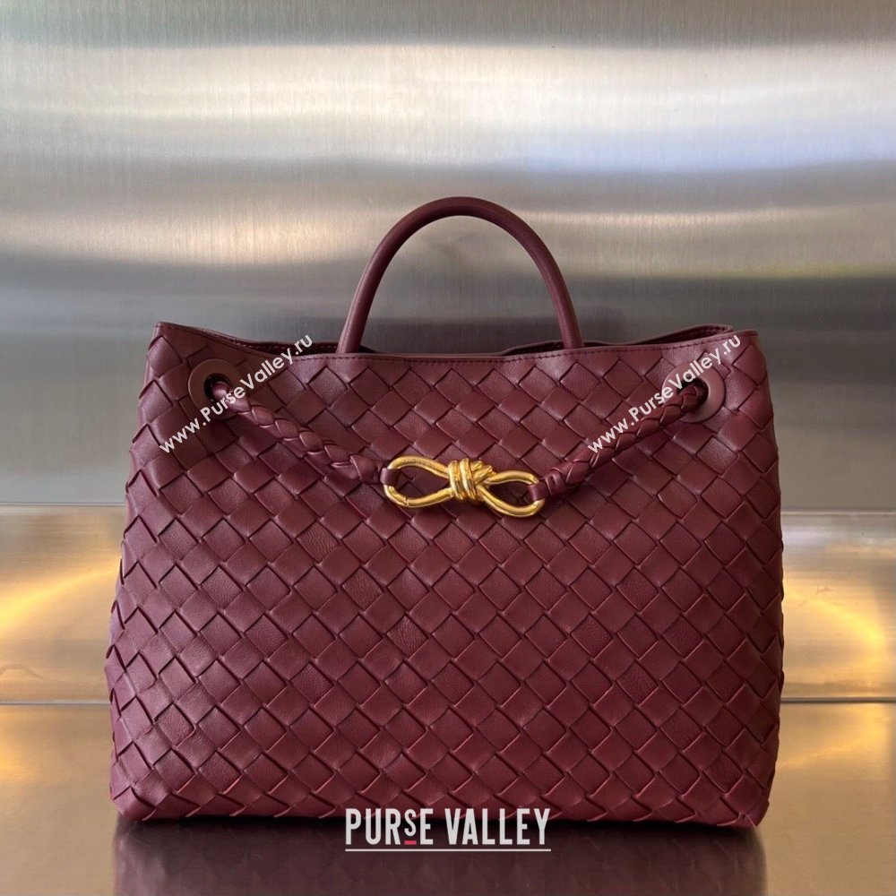 Bottega Veneta Medium Andiamo Top Handle Bag in Intrecciato Leather 743572 Dark Burgundy 2025 0731 (WT-250731026)