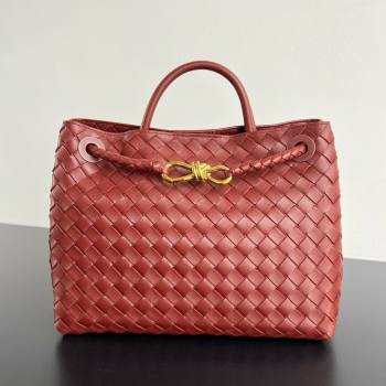 Bottega Veneta Medium Andiamo Top Handle Bag in Intrecciato Leather 743572 Sapele Red 2025 0731 (WT-250731005)