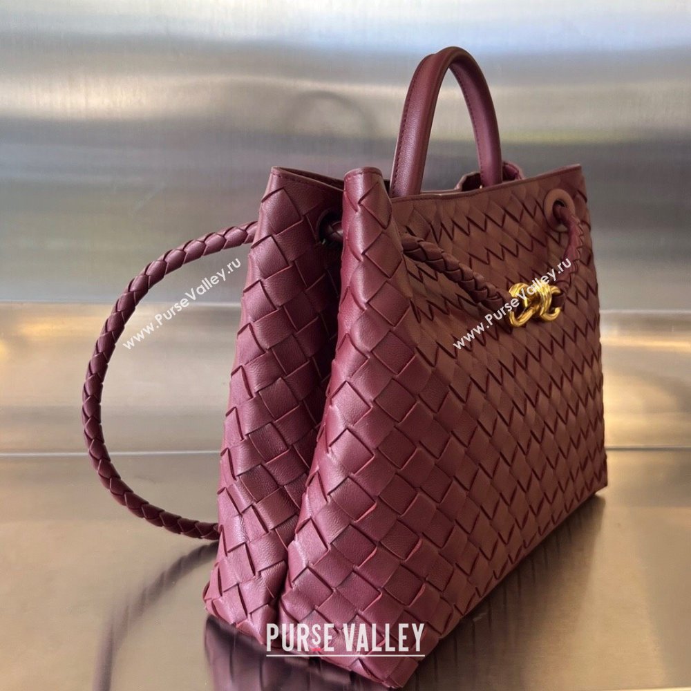 Bottega Veneta Medium Andiamo Top Handle Bag in Intrecciato Leather 743572 Dark Burgundy 2025 0731 (WT-250731026)