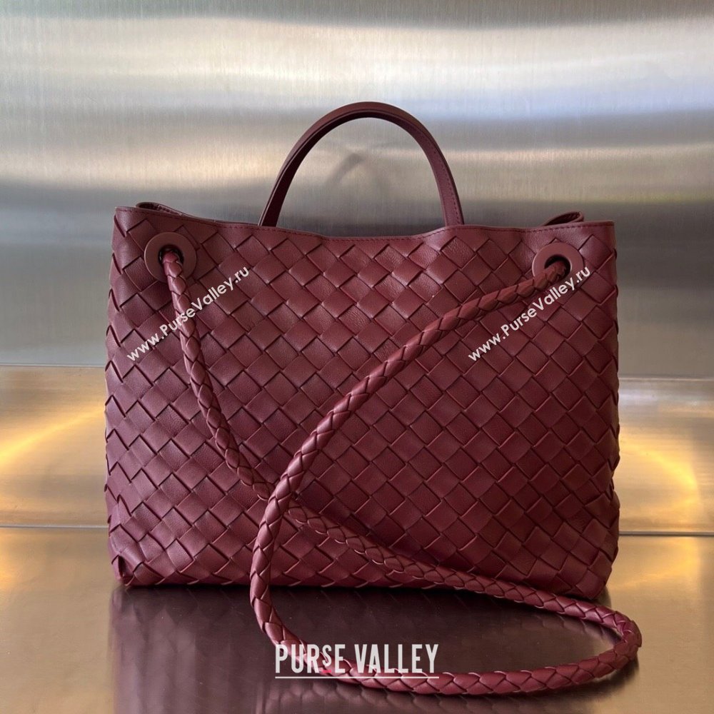Bottega Veneta Medium Andiamo Top Handle Bag in Intrecciato Leather 743572 Dark Burgundy 2025 0731 (WT-250731026)