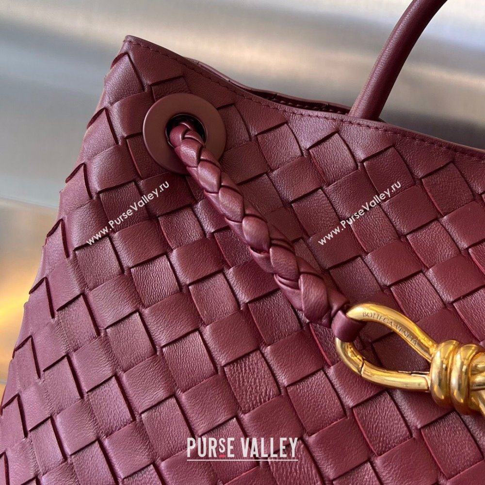 Bottega Veneta Medium Andiamo Top Handle Bag in Intrecciato Leather 743572 Dark Burgundy 2025 0731 (WT-250731026)