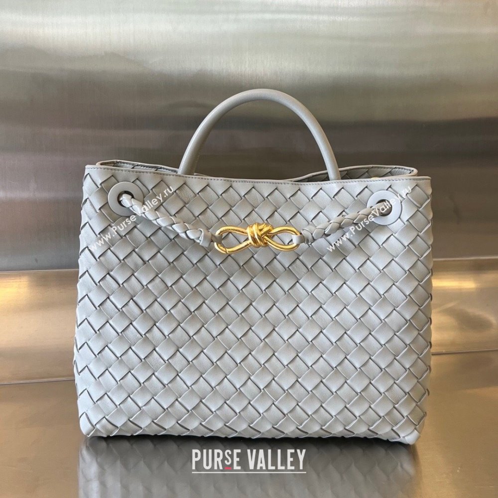 Bottega Veneta Medium Andiamo Top Handle Bag in Intrecciato Leather 743572 Agate Gey 2025 0731 (WT-250731028)