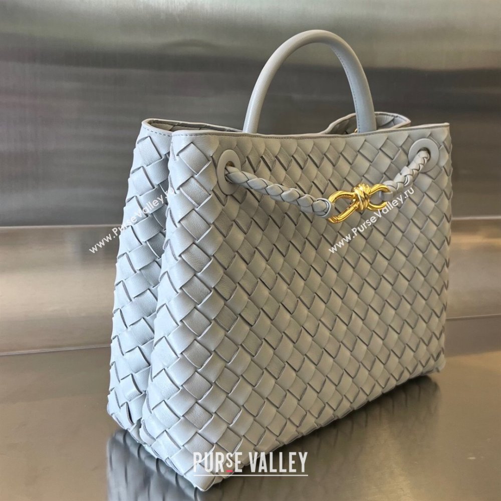 Bottega Veneta Medium Andiamo Top Handle Bag in Intrecciato Leather 743572 Agate Gey 2025 0731 (WT-250731028)