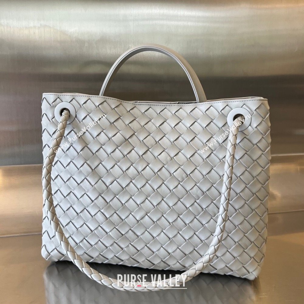 Bottega Veneta Medium Andiamo Top Handle Bag in Intrecciato Leather 743572 Agate Gey 2025 0731 (WT-250731028)
