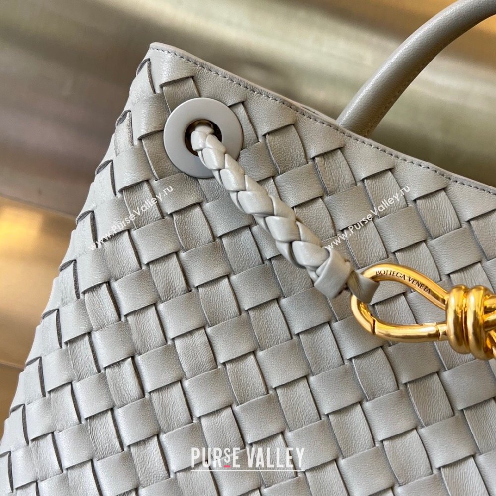Bottega Veneta Medium Andiamo Top Handle Bag in Intrecciato Leather 743572 Agate Gey 2025 0731 (WT-250731028)
