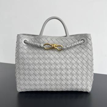 Bottega Veneta Medium Andiamo Top Handle Bag in Intrecciato Leather 743572 Sterling Grey 2025 0731 (WT-250731007)
