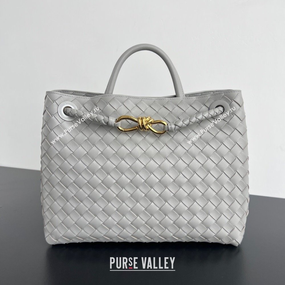 Bottega Veneta Medium Andiamo Top Handle Bag in Intrecciato Leather 743572 Sterling Grey 2025 0731 (WT-250731007)