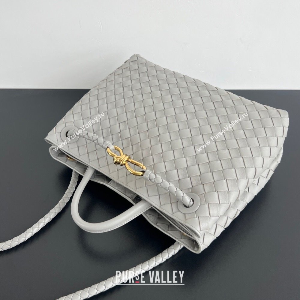 Bottega Veneta Medium Andiamo Top Handle Bag in Intrecciato Leather 743572 Sterling Grey 2025 0731 (WT-250731007)