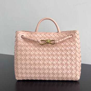 Bottega Veneta Medium Andiamo Top Handle Bag in Intrecciato Leather 743572 Cameo Pink 2025 0731 (WT-250731008)