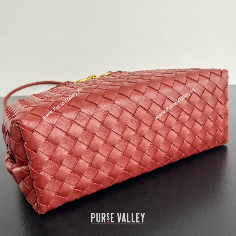 Bottega Veneta Medium Andiamo Top Handle Bag in Intrecciato Leather 743572 Sapele Red 2025 0731 (WT-250731005)