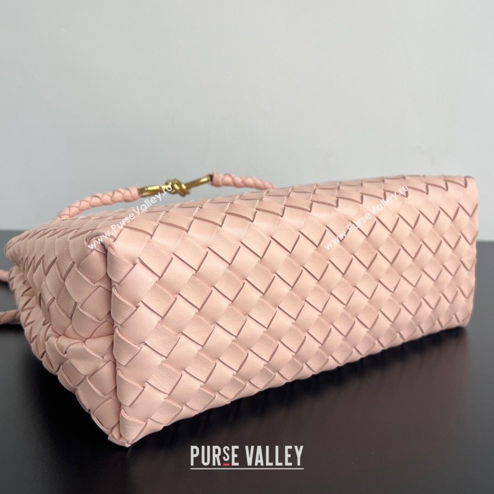 Bottega Veneta Medium Andiamo Top Handle Bag in Intrecciato Leather 743572 Cameo Pink 2025 0731 (WT-250731008)