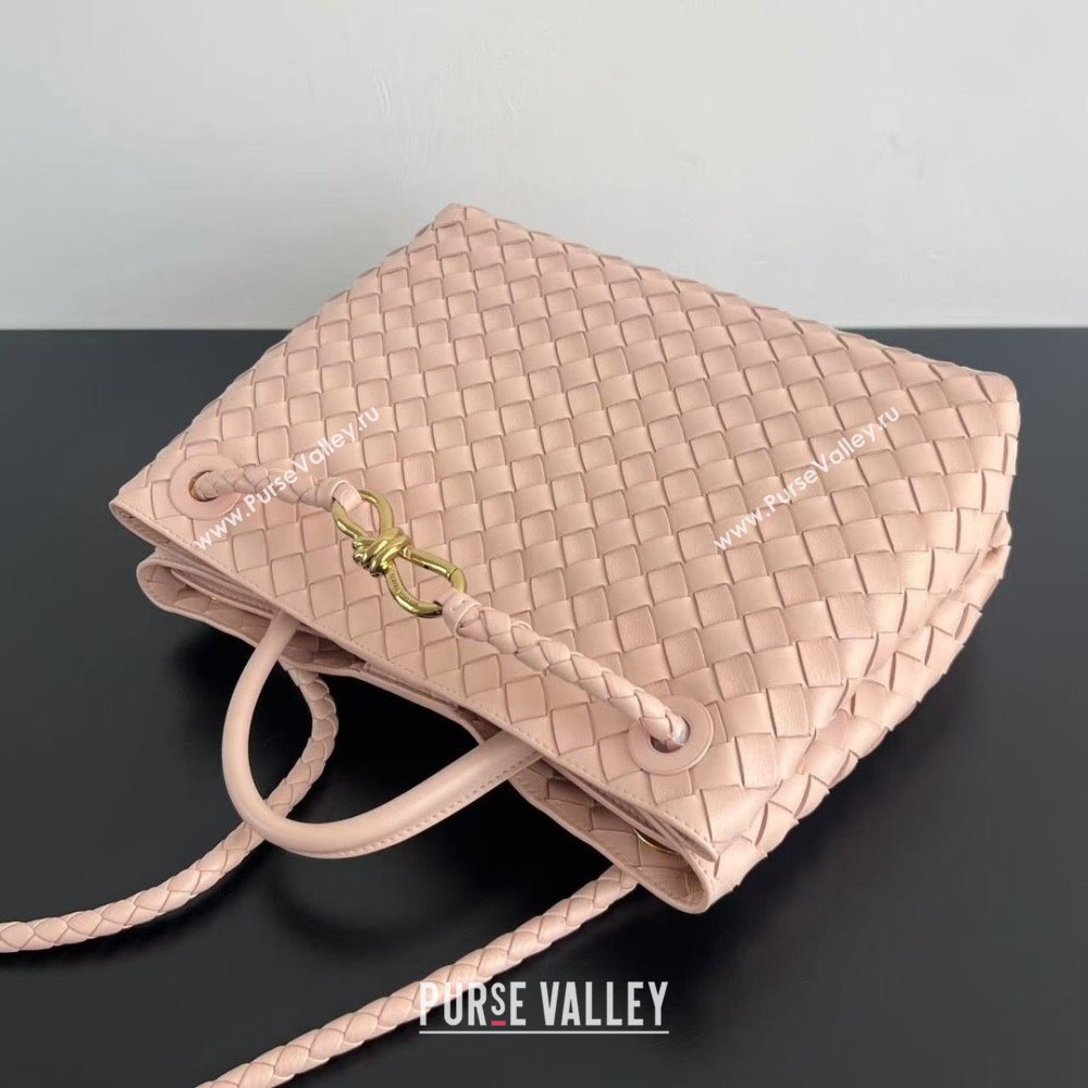 Bottega Veneta Medium Andiamo Top Handle Bag in Intrecciato Leather 743572 Cameo Pink 2025 0731 (WT-250731008)
