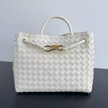 Bottega Veneta Medium Andiamo Top Handle Bag in Intrecciato Leather 743572 Sea Salt 2025 0731 (WT-250731010)