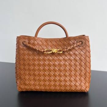 Bottega Veneta Medium Andiamo Top Handle Bag in Intrecciato Leather 743572 Chestnut Brown 2025 0731 (WT-250731011)