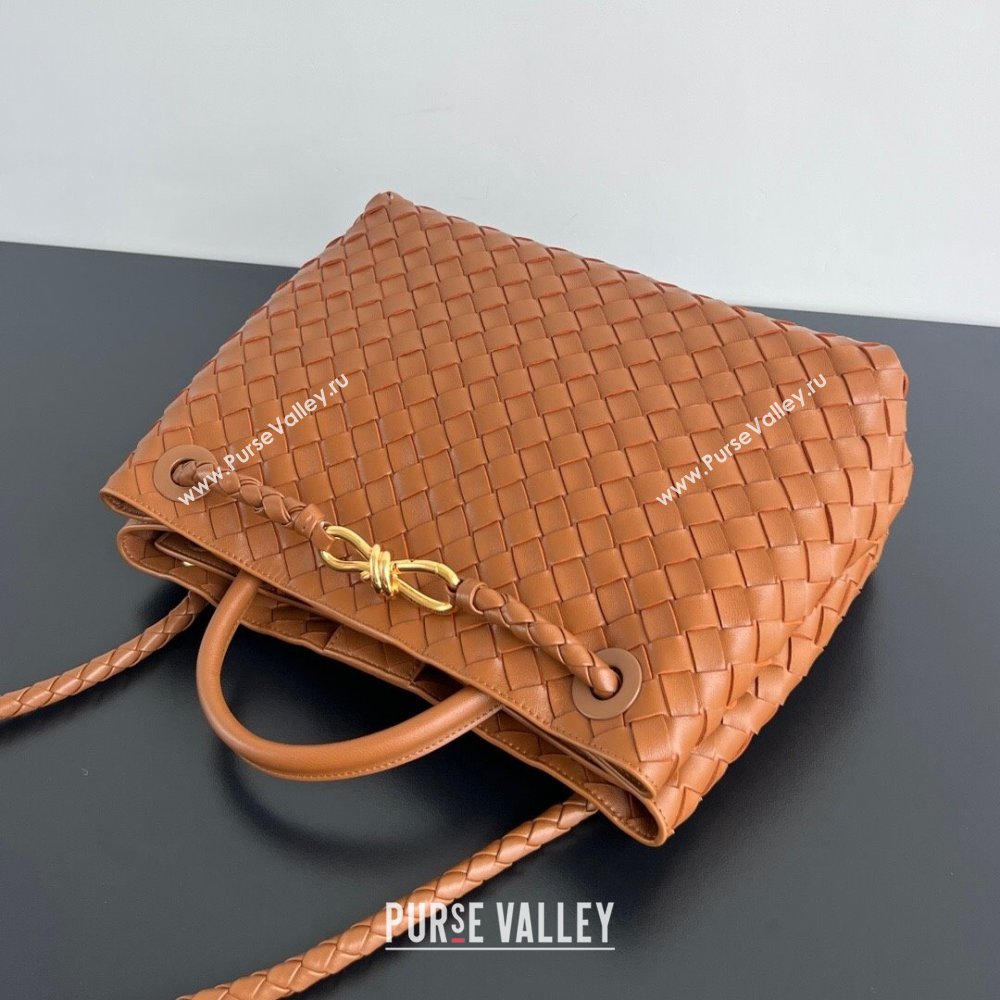 Bottega Veneta Medium Andiamo Top Handle Bag in Intrecciato Leather 743572 Chestnut Brown 2025 0731 (WT-250731011)
