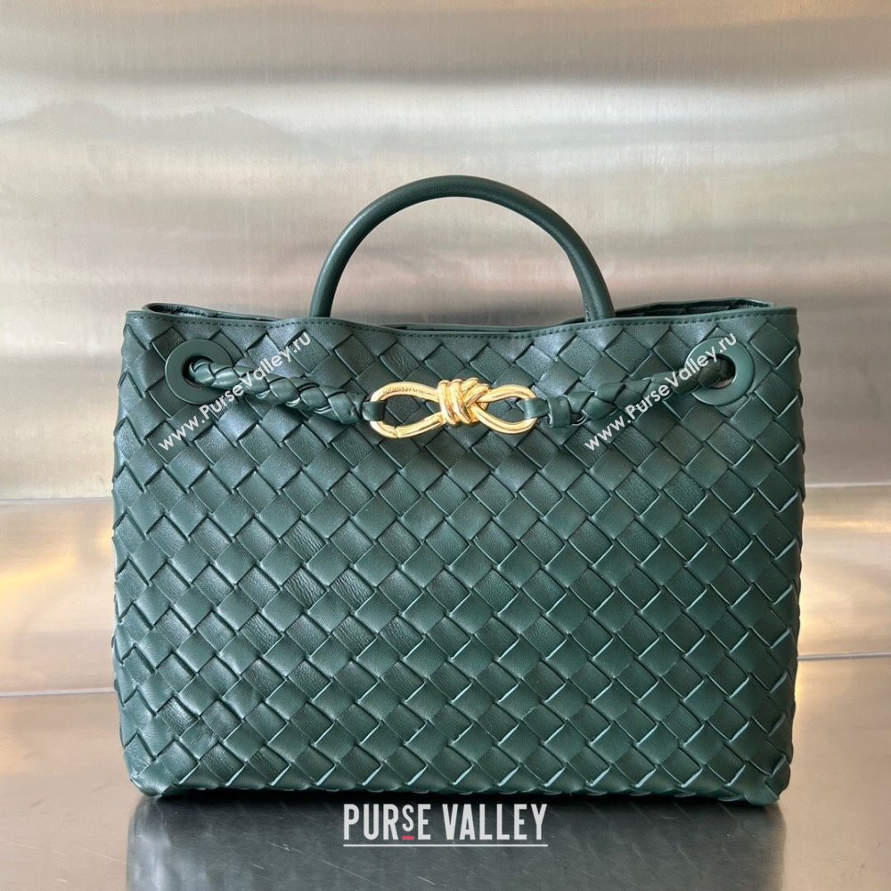 Bottega Veneta Medium Andiamo Top Handle Bag in Intrecciato Leather 743572 Emerald Green 2025 0731 (WT-250731012)