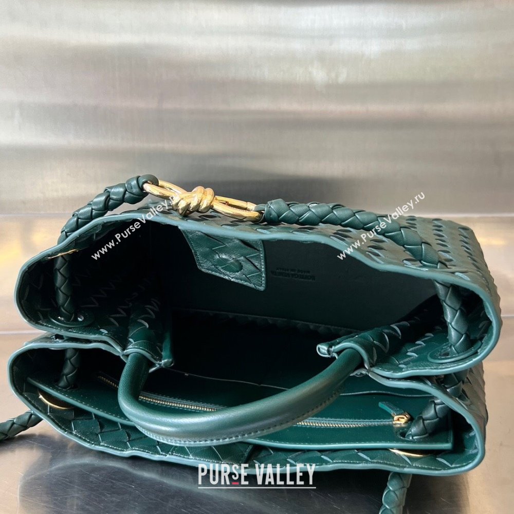 Bottega Veneta Medium Andiamo Top Handle Bag in Intrecciato Leather 743572 Emerald Green 2025 0731 (WT-250731012)
