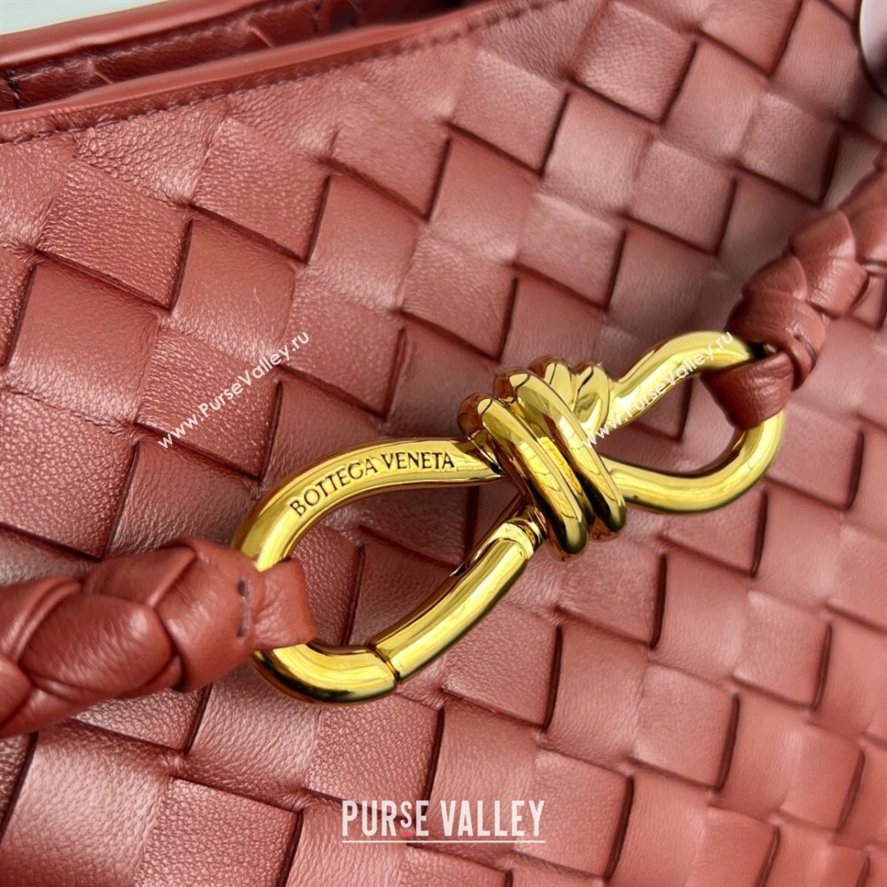 Bottega Veneta Medium Andiamo Top Handle Bag in Intrecciato Leather 743572 Sapele Red 2025 0731 (WT-250731005)