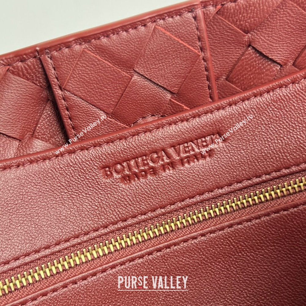 Bottega Veneta Medium Andiamo Top Handle Bag in Intrecciato Leather 743572 Sapele Red 2025 0731 (WT-250731005)