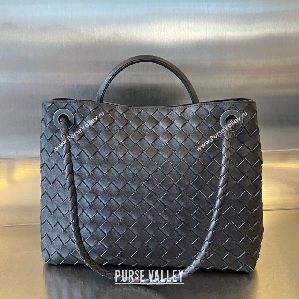 Bottega Veneta Medium Andiamo Top Handle Bag in Intrecciato Leather 743572 Space/Silver 2025 0731 (WT-250731014)