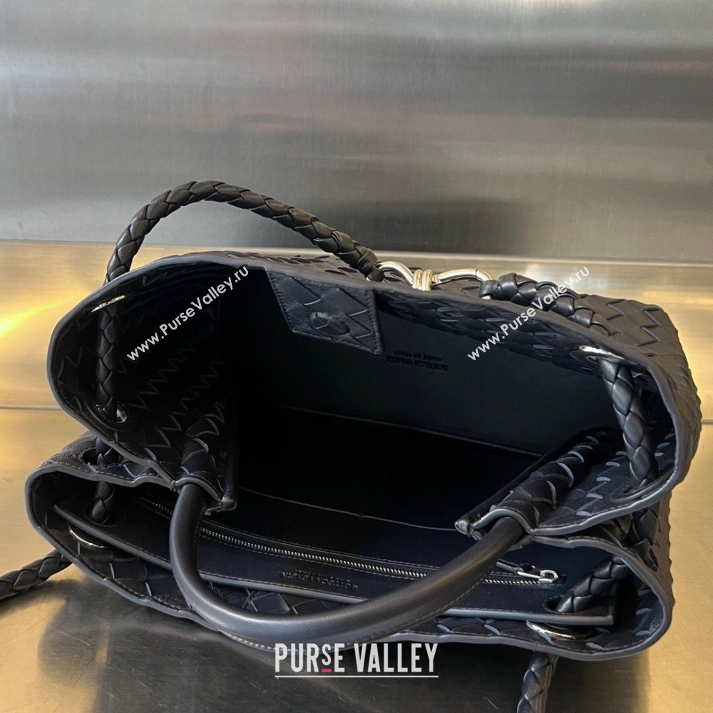 Bottega Veneta Medium Andiamo Top Handle Bag in Intrecciato Leather 743572 Space/Silver 2025 0731 (WT-250731014)