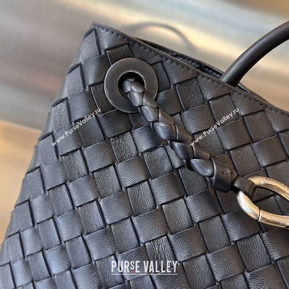 Bottega Veneta Medium Andiamo Top Handle Bag in Intrecciato Leather 743572 Space/Silver 2025 0731 (WT-250731014)