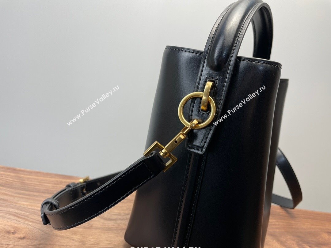 Saint Laurent Le 37 Small Bucket bag in Shiny Leather 749036 Black/Gold 2024 (YY-241218034)