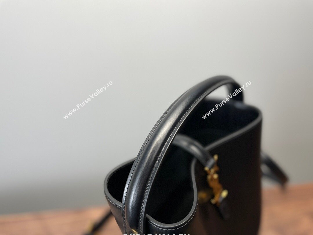 Saint Laurent Le 37 Small Bucket bag in Shiny Leather 749036 Black/Gold 2024 (YY-241218034)