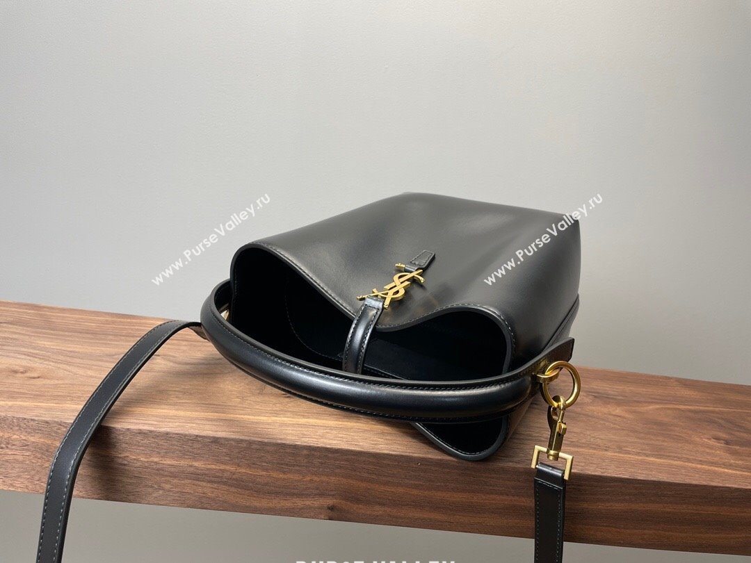 Saint Laurent Le 37 Small Bucket bag in Shiny Leather 749036 Black/Gold 2024 (YY-241218034)