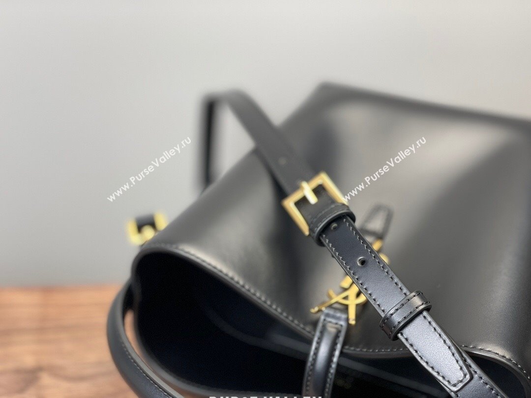 Saint Laurent Le 37 Small Bucket bag in Shiny Leather 749036 Black/Gold 2024 (YY-241218034)