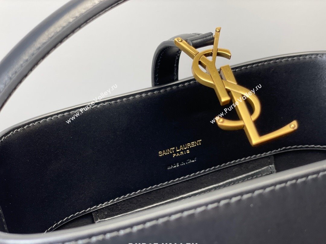 Saint Laurent Le 37 Small Bucket bag in Shiny Leather 749036 Black/Gold 2024 (YY-241218034)