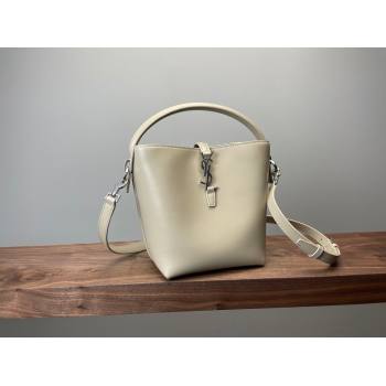 Saint Laurent Le 37 Small Bucket bag in Shiny Leather 749036 Pale Beige 2024 (YY-241218035)