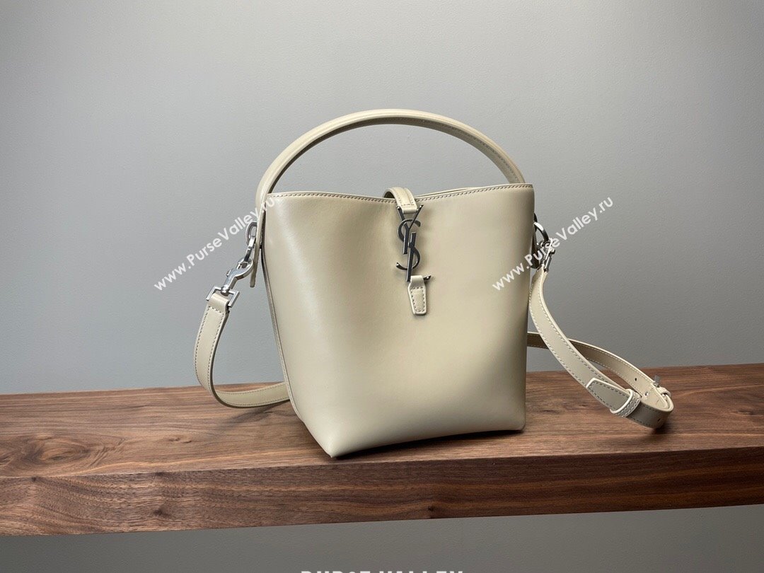 Saint Laurent Le 37 Small Bucket bag in Shiny Leather 749036 Pale Beige 2024 (YY-241218035)