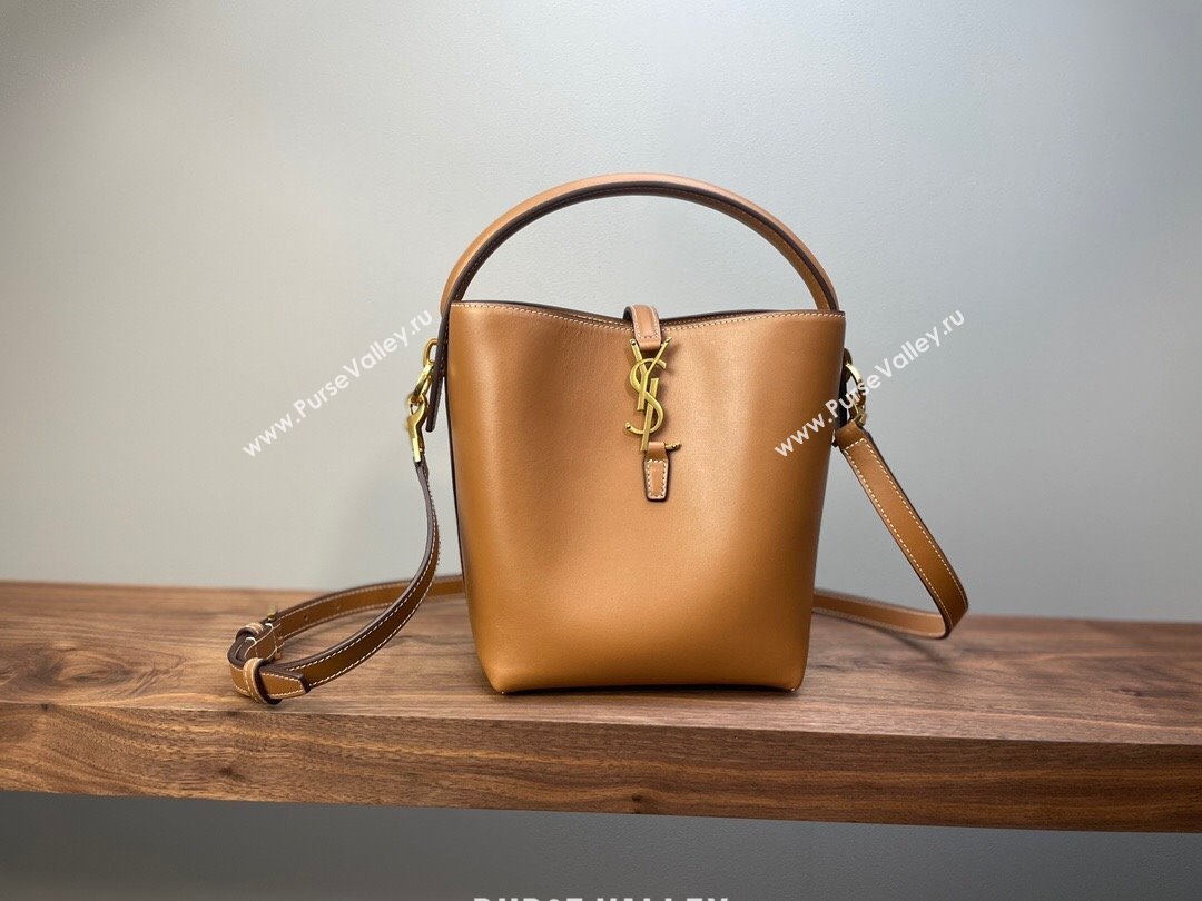 Saint Laurent Le 37 Small Bucket bag in Matte Leather 749036 Caramel Brown 2024 (YY-241218033)