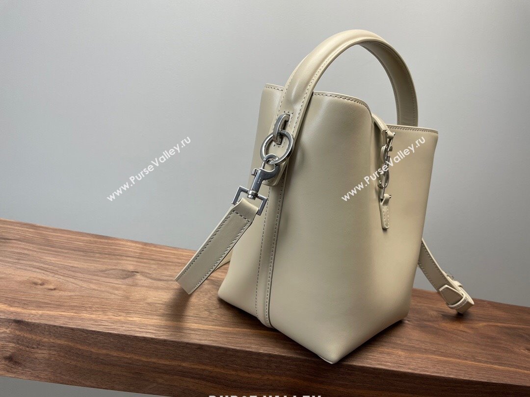 Saint Laurent Le 37 Small Bucket bag in Shiny Leather 749036 Pale Beige 2024 (YY-241218035)