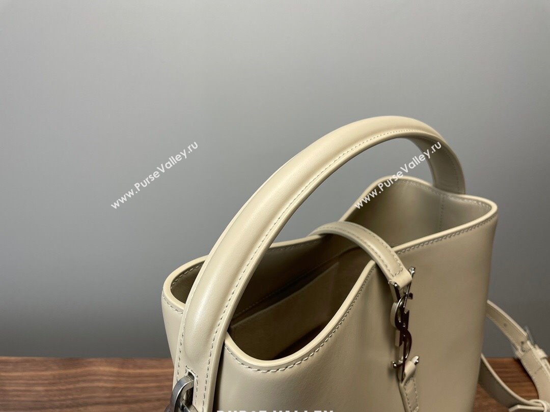 Saint Laurent Le 37 Small Bucket bag in Shiny Leather 749036 Pale Beige 2024 (YY-241218035)