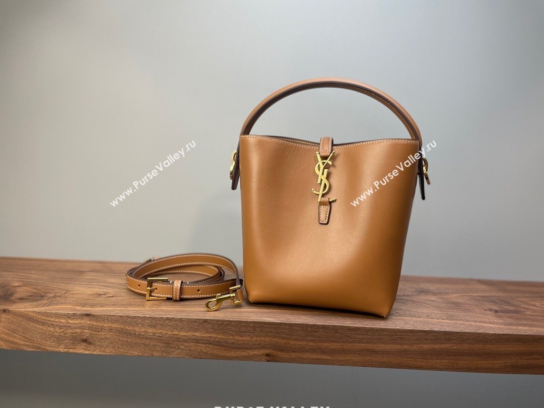 Saint Laurent Le 37 Small Bucket bag in Matte Leather 749036 Caramel Brown 2024 (YY-241218033)