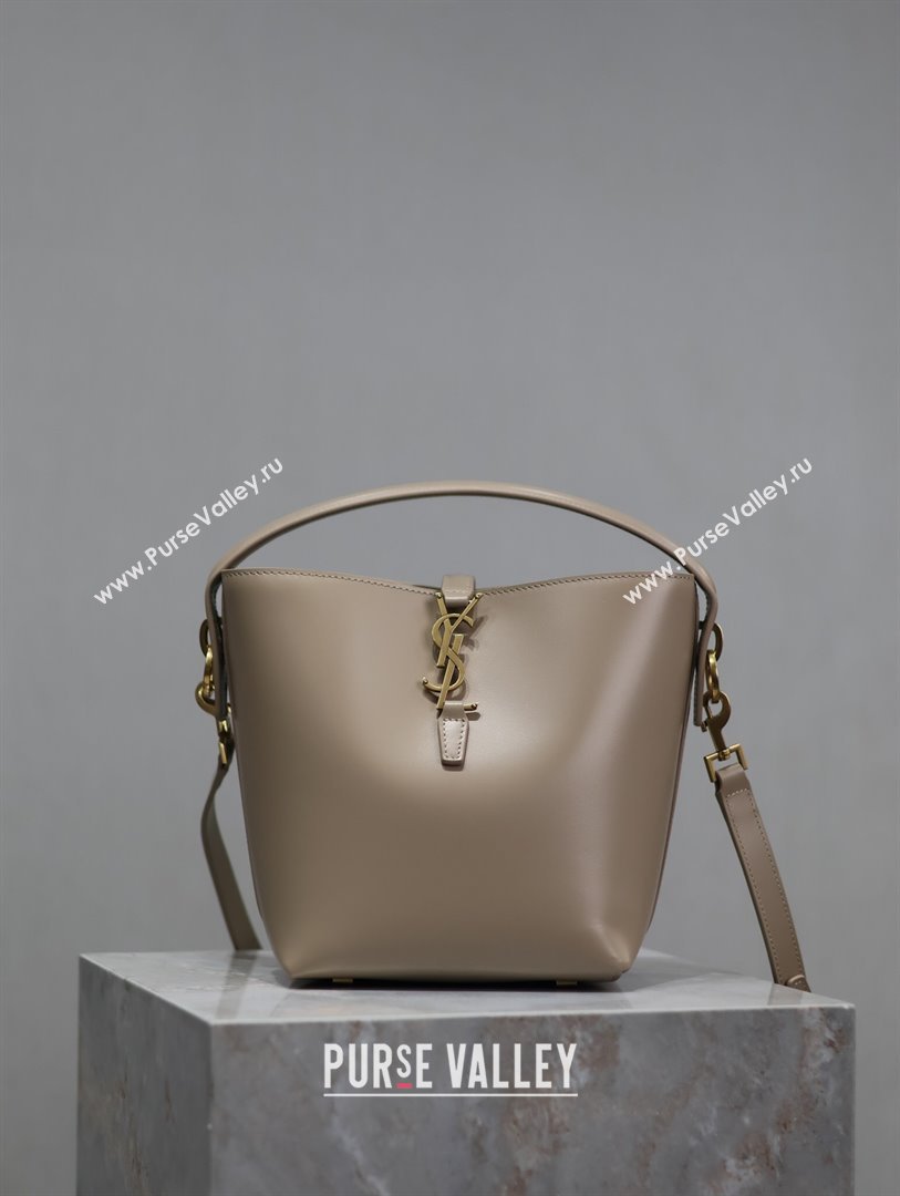 Saint Laurent Le 37 Small Bucket bag in Shiny Leather 749036 Light Beige 2024 (YY-241218037)