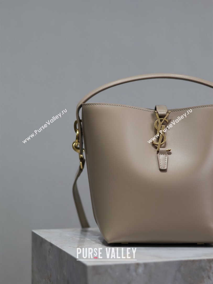 Saint Laurent Le 37 Small Bucket bag in Shiny Leather 749036 Light Beige 2024 (YY-241218037)