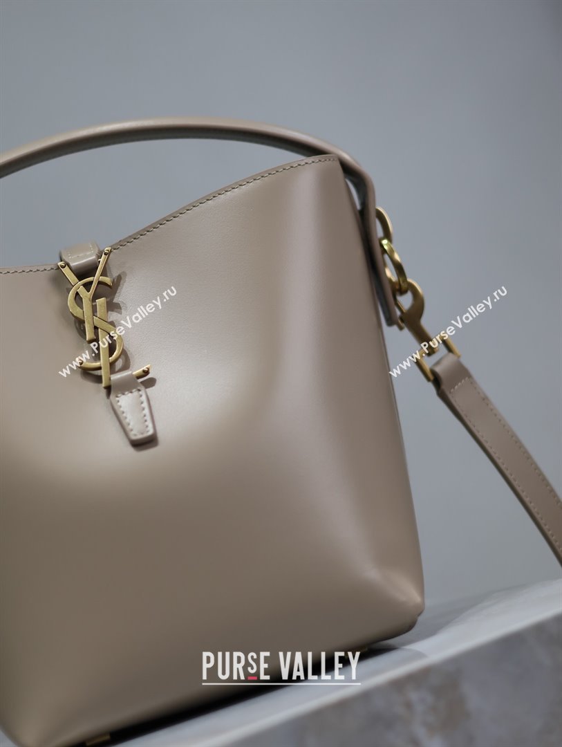 Saint Laurent Le 37 Small Bucket bag in Shiny Leather 749036 Light Beige 2024 (YY-241218037)